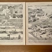 Lot de 2 lithographies sur les ports de 1897