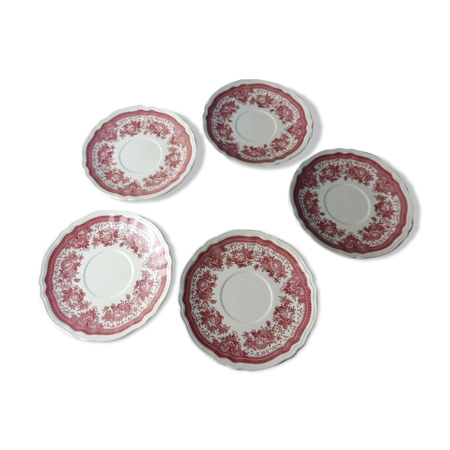 Set of 5 under cups, Fasan decoration, ceramic Villeroy & Boch