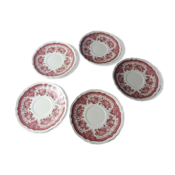 Set of 5 under cups, Fasan decoration, ceramic Villeroy & Boch