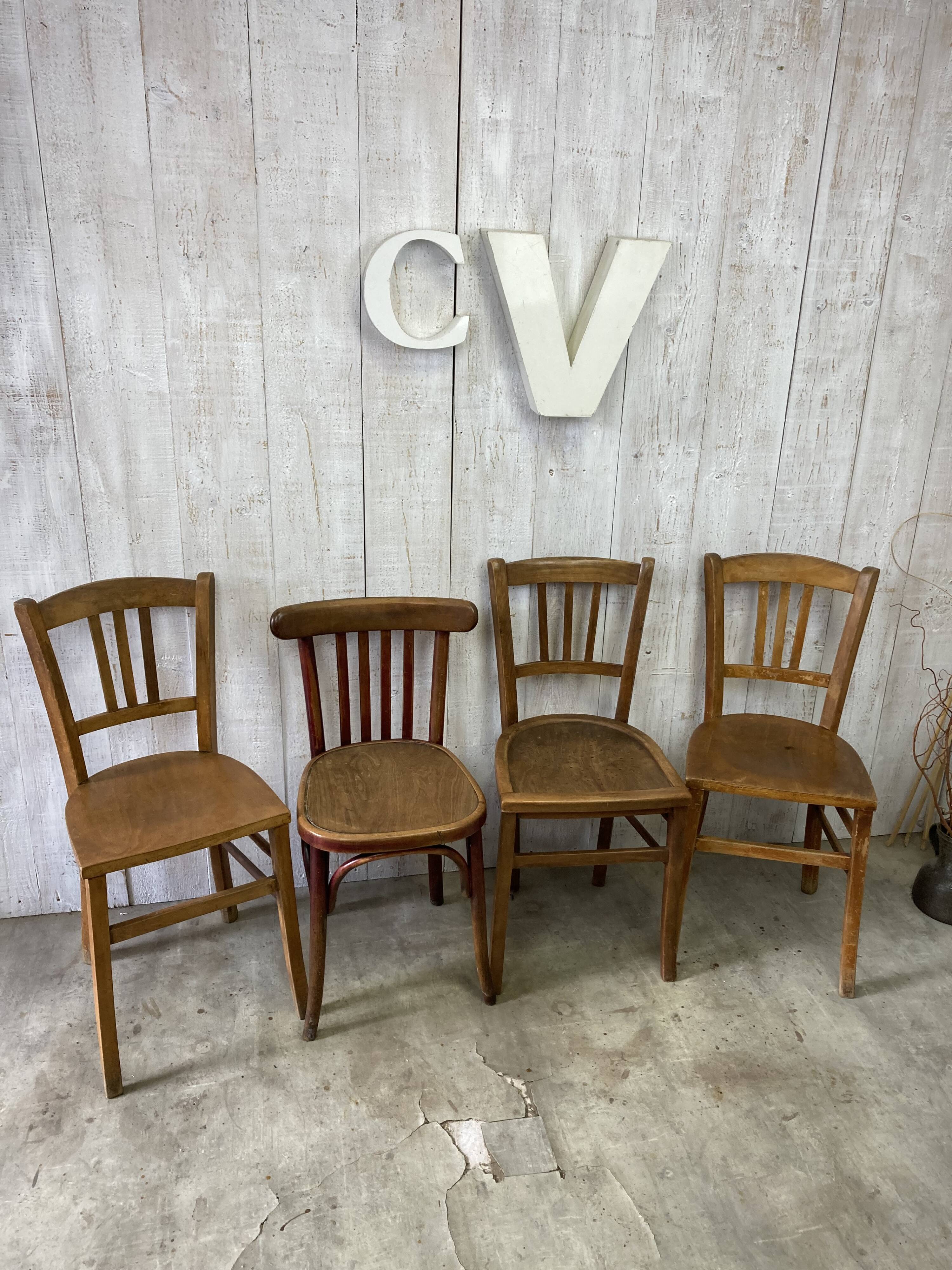 Set of 4 mismatched bistro chairs