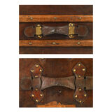 French wooden and leather trunk