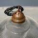 Glass holophane hangingor pendant lamp with brass gallery