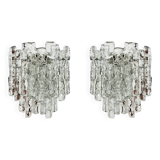 Set of 2 Austrian Ice Glass Wall Lamps by J.T. Kalmar