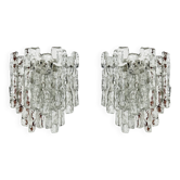 Set of 2 Austrian Ice Glass Wall Lamps by J.T. Kalmar