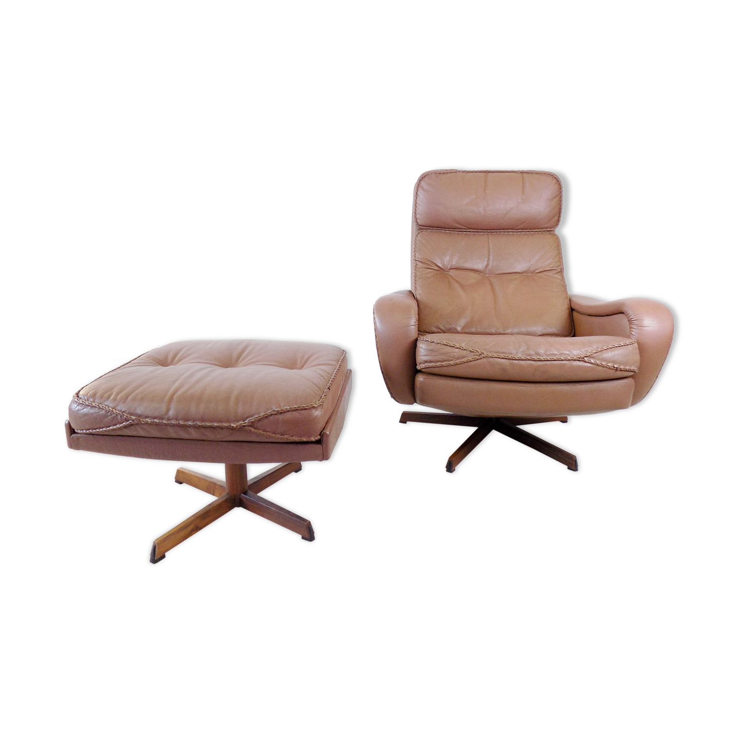 Madsen & Schübel leather armchair with ottoman for Bovenkamp