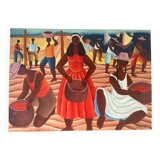 Brazilian fishing scene "Puxada de rede" signed