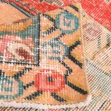 4x7 Orange Red Geometric Oriental Vintage Rug, 134x218Cm