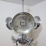 Esperia chandelier 1970s, chrome and Murano glass, 6 arms adjustable