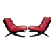 Paire de chauffeuses à ciseaux vintage noir et rouge, années 1970