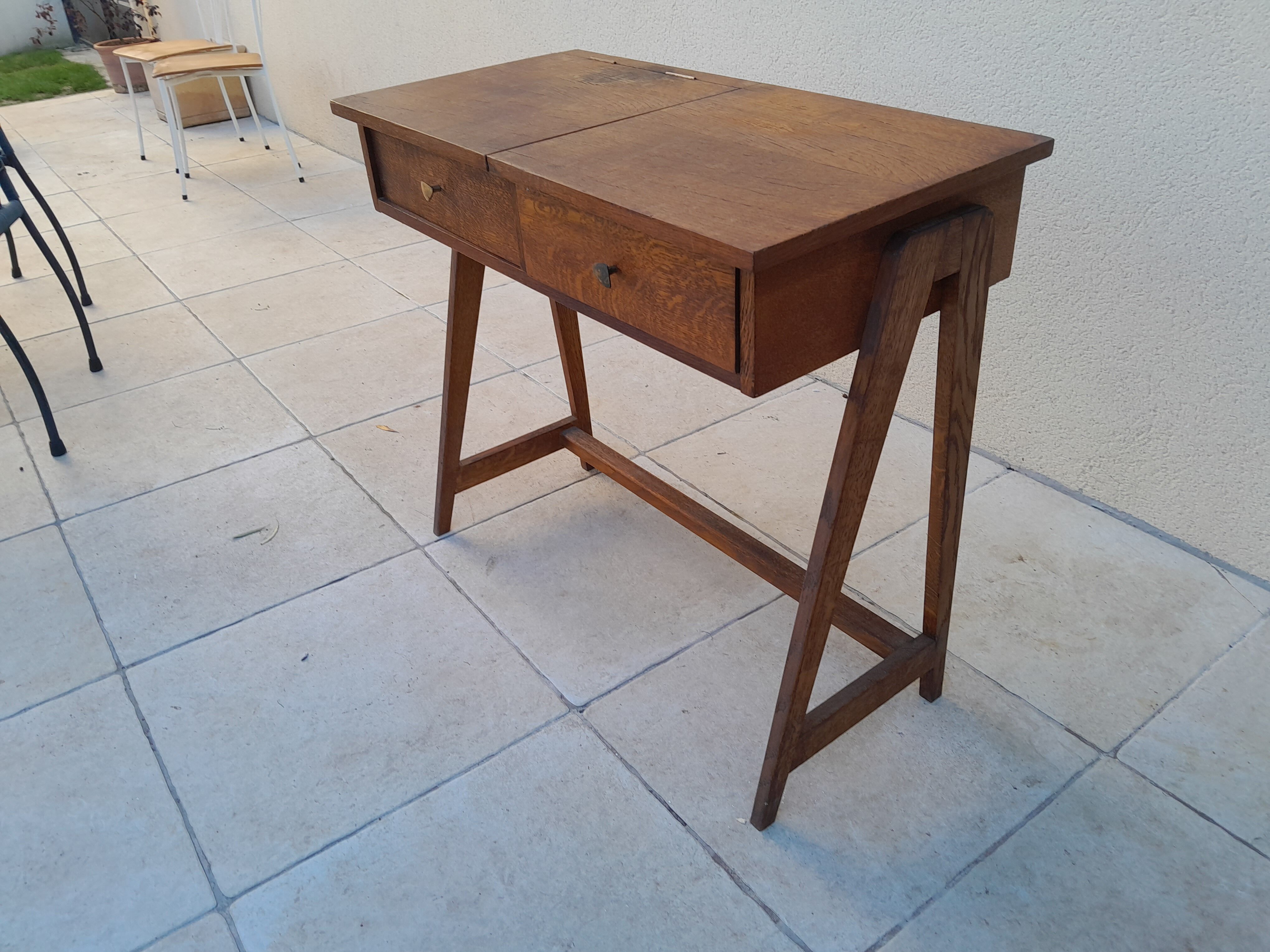 Vintage desk, reconstruction period, 50s oak