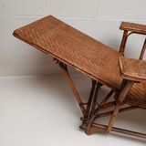 Chaise longue ancienne en rotin  tressé 1900