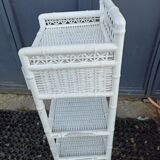 Bamboo shelf and loose white rattan