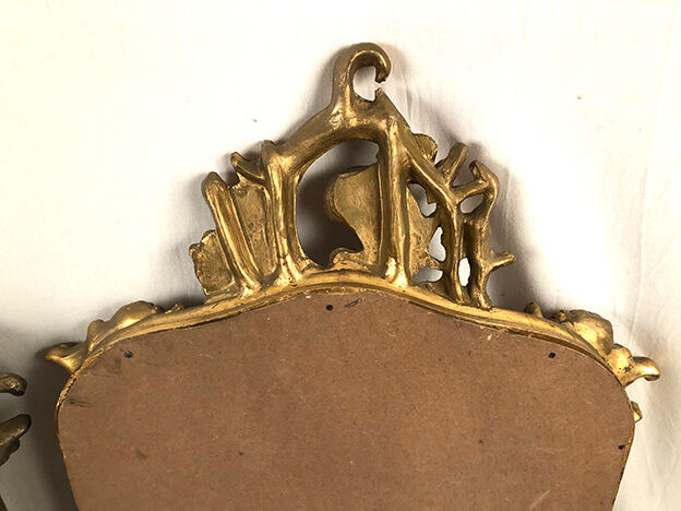 Pair of Louis XV style mirrors, stuccoed and gilded wood, beveled mirrors