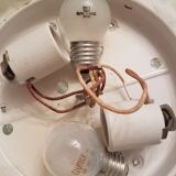 Transparent molded glass ceiling lamp – square shape – floral print.