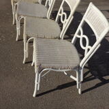 Set de 4 chaises blanches en rotin