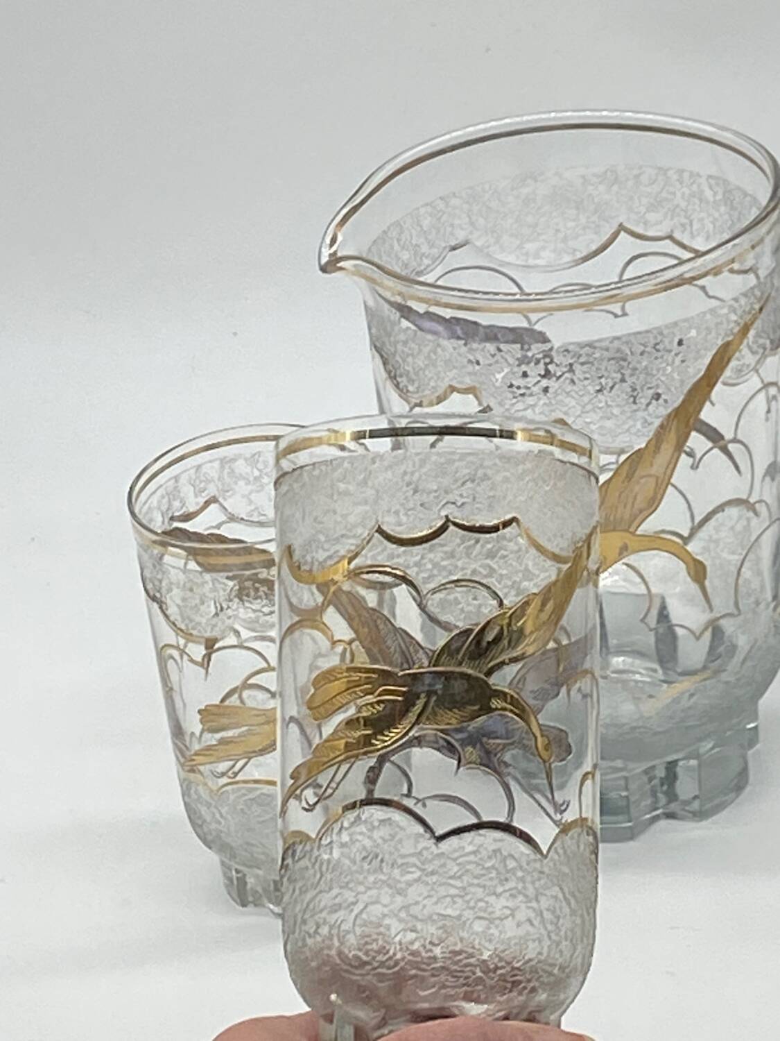 Old orangeade service, golden heron decor, D'Argyl,