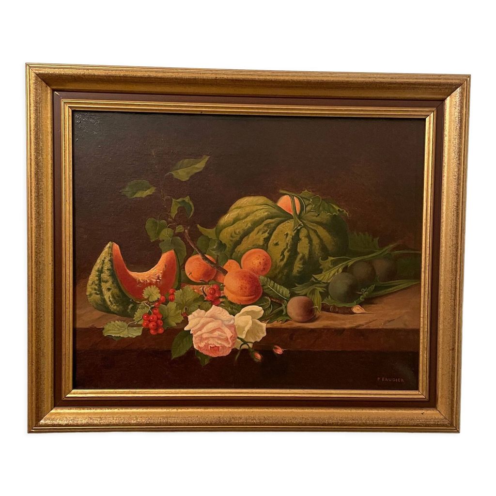 Tableau Nature morte huile sur toile signée | Selency