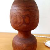 Brutalist wooden lamp and custom shade