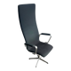 Fauteuil pivotant à dossier haut Oxford de Fritz Hansen en laine noire avec piètement en aluminium brossé, années 1970