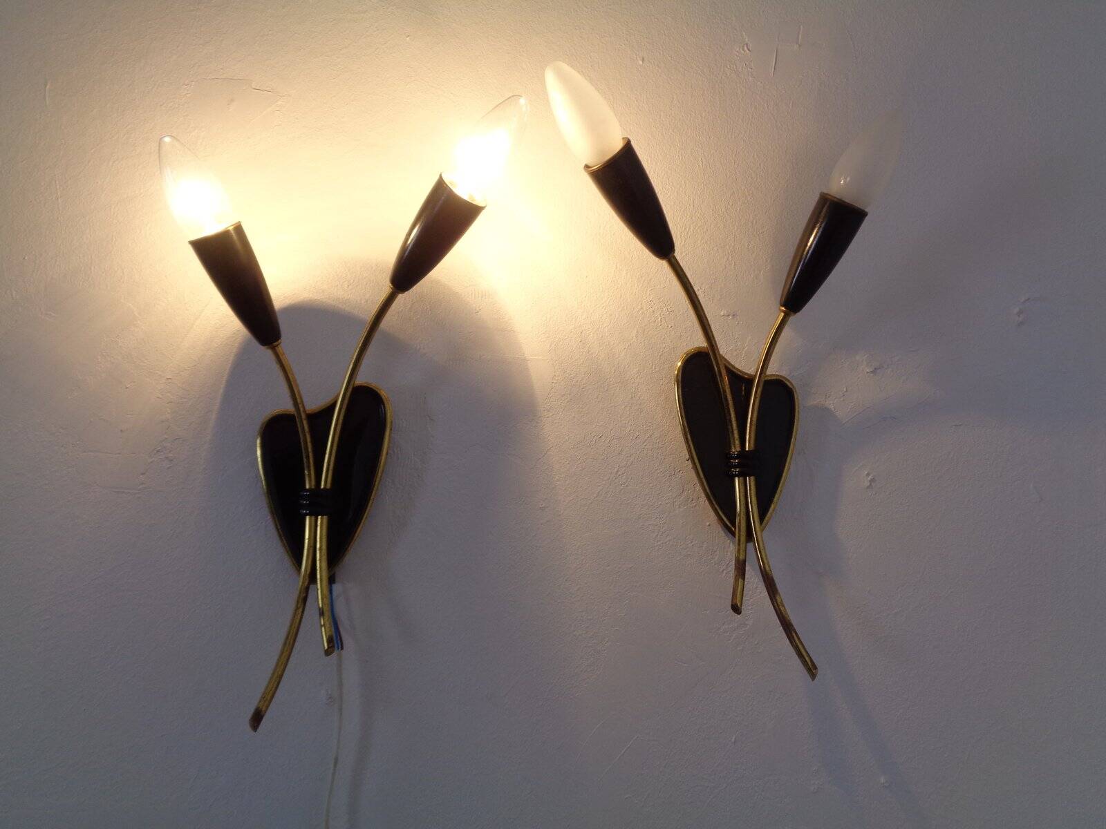 Mid-Century Modern German Wall Lamps, 1950s, Set of 2