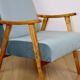 Fauteuil vintage loft années 70 bleu clair