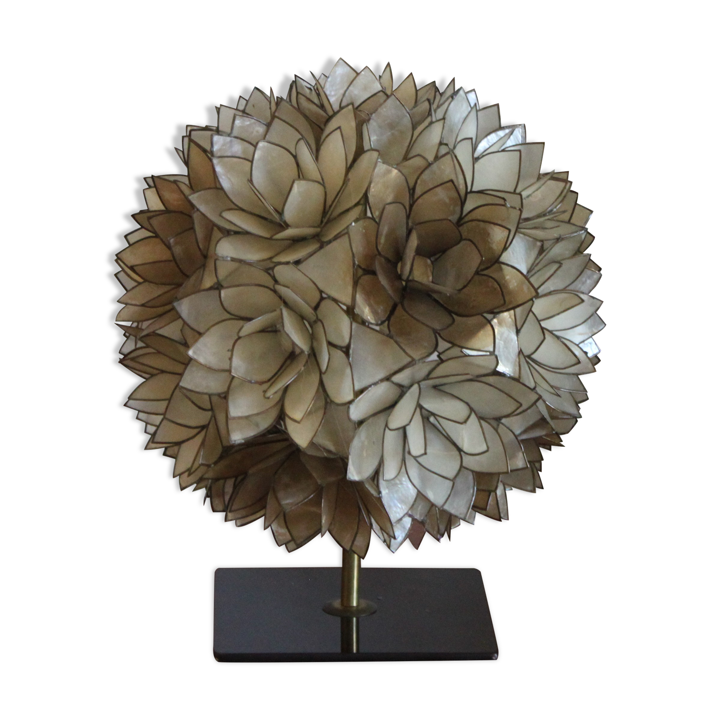 Mother-of-pearl lotus table lamp, Rausch, vintage space age