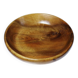 Teak or acacia wooden bowl, vintage craftsmanship from the 70s to 2000s.