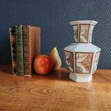 Vintage Hexagonal Japanese Porcelain Vase – Landscape Decoration