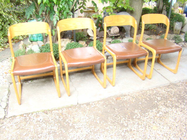 Series of four baumann sleigh chairs