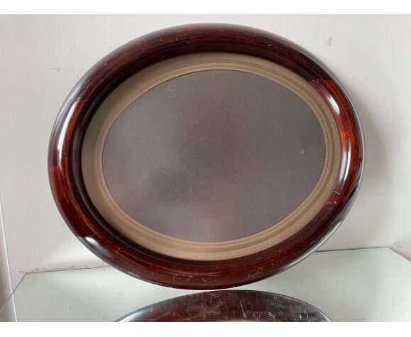 Oval mahogany antique picture frame large