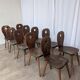 8 chaises brutalistes vintage en bois