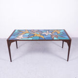 Ceramic mosaic tile coffee table with bird motif, 1970s