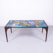Ceramic mosaic tile coffee table with bird motif, 1970s