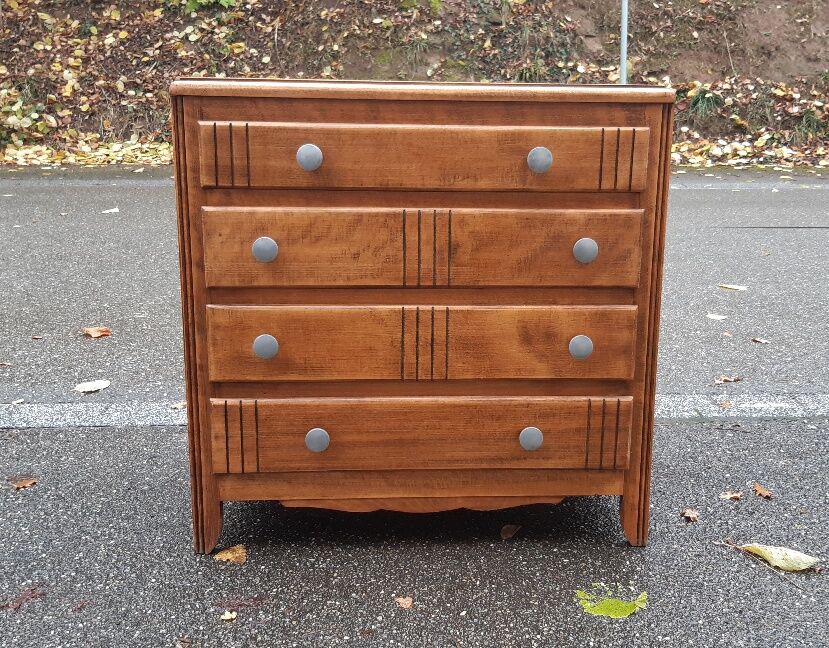 Art deco gilded oak chest of drawers