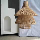 Rattan pendant lamp or light in the shape of an Asian lantern