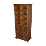 Vintage dutch oak haberdashery shop cabinet / vitrine drop down doors, 1930s