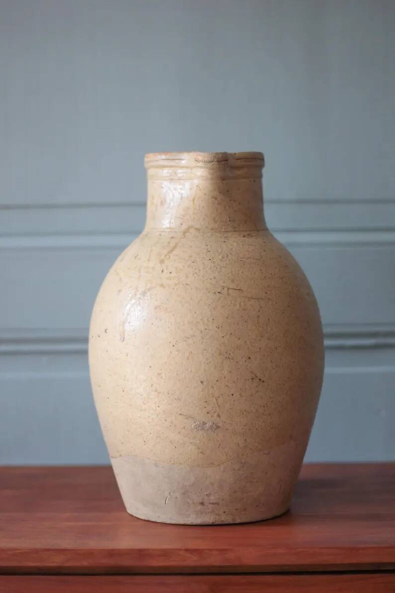 Large vintage stoneware pitcher, vintage carafe, jug, kitchen, collection, pottery, stoneware pitcher.
