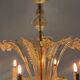 Venetian chandelier in gilded Murano glass, 6 light arms circa 1940