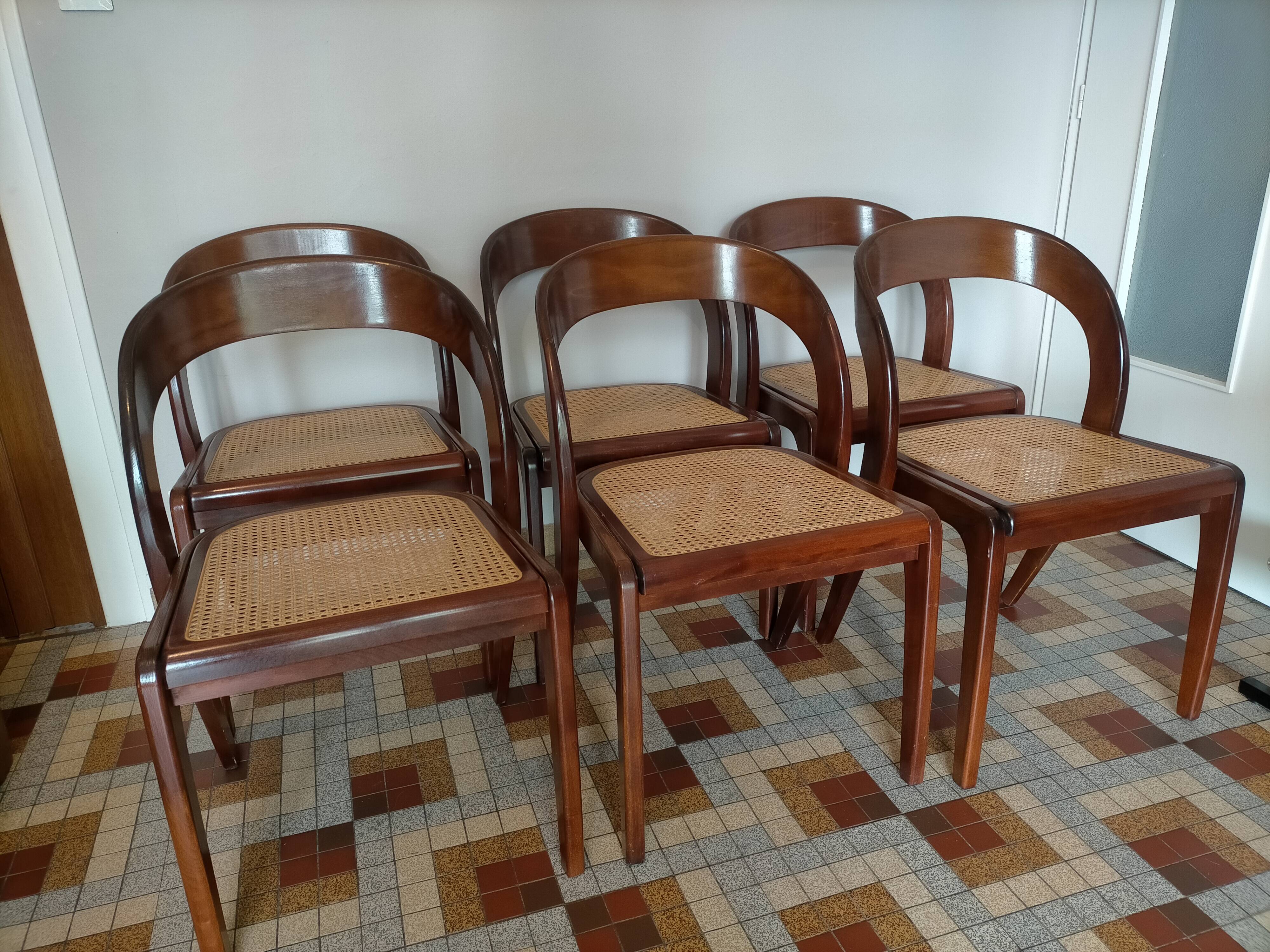 Baumann chairs model Scandinavian gondola wood and canning