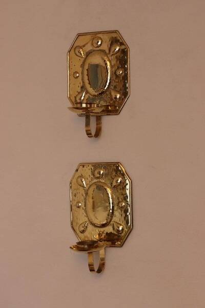 Pair of mid-century brass Swedish sconces