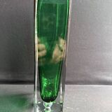 Rectangular vase in green sommerso glass