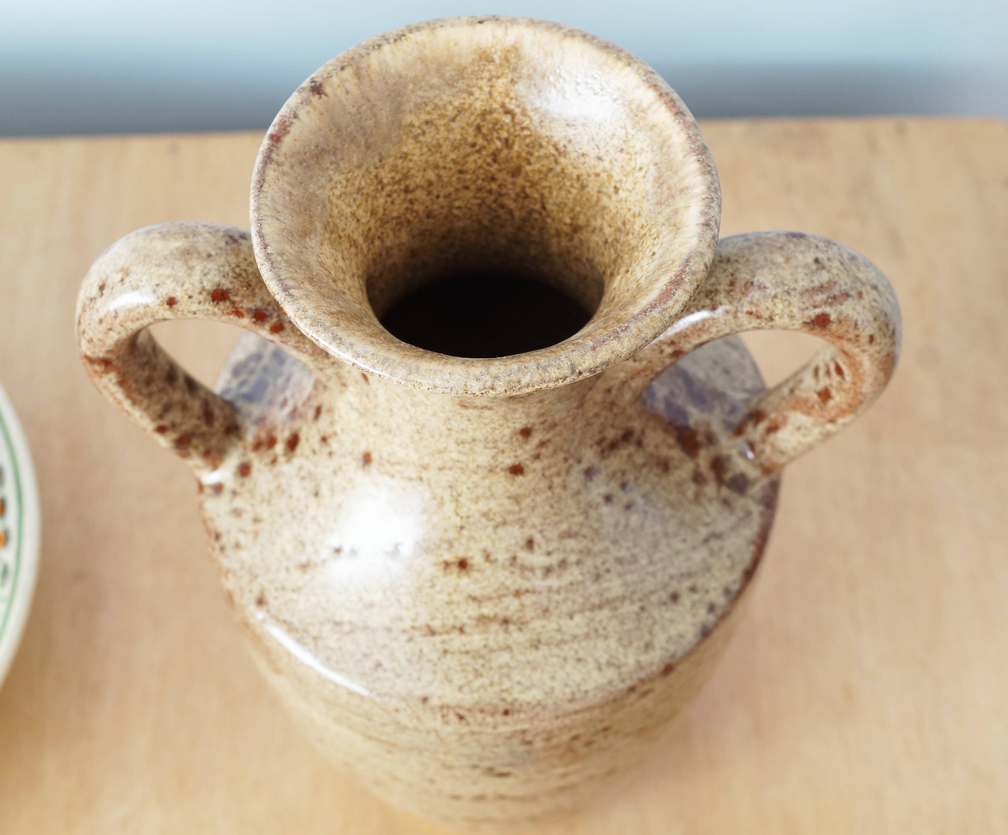 Amphora-shaped pyrite stoneware vase, vintage