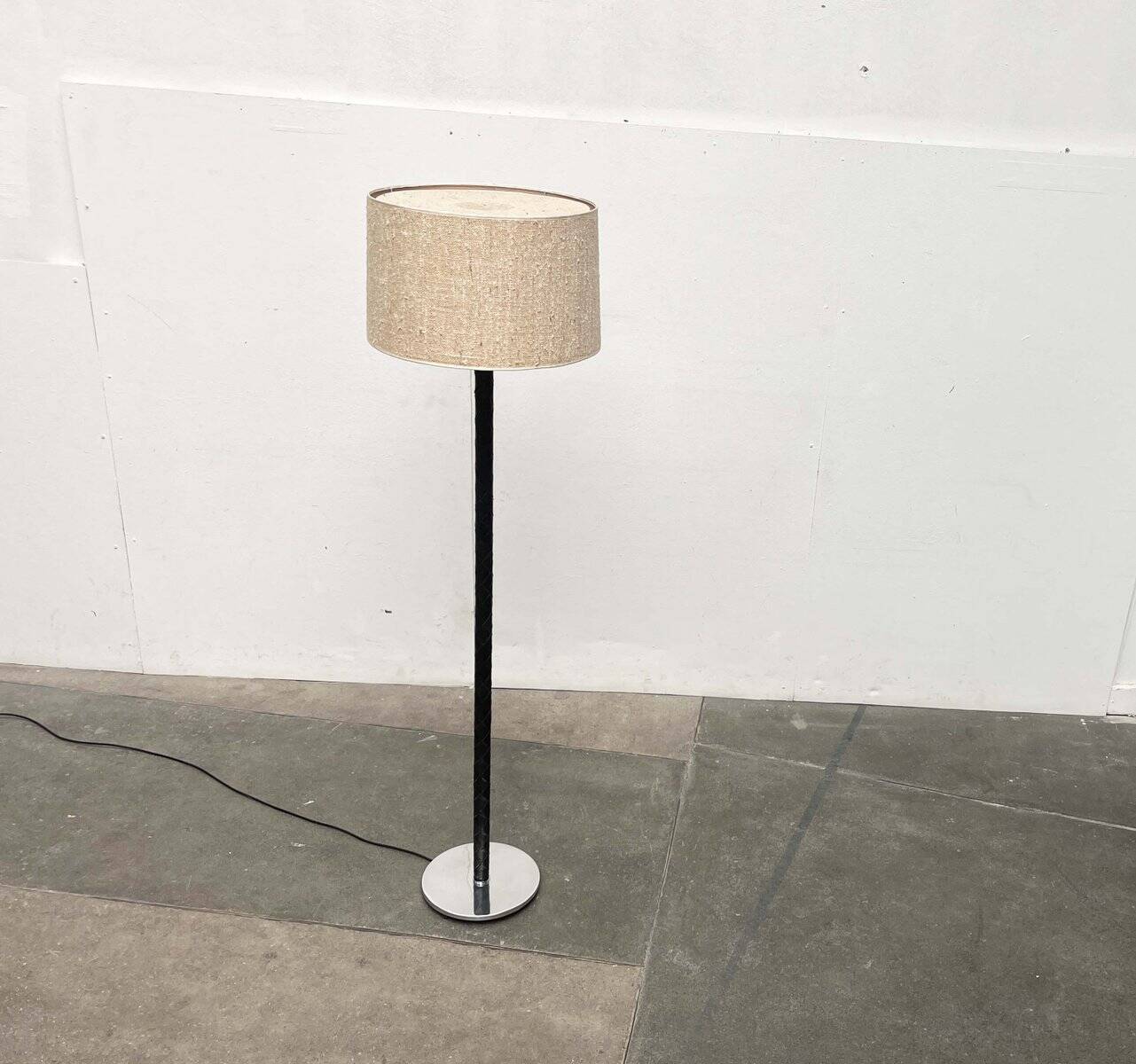 Leather floor lamp Model Flet modern Danish mid-century by Jo Hammerborg for Fog & Mørup, 1960s