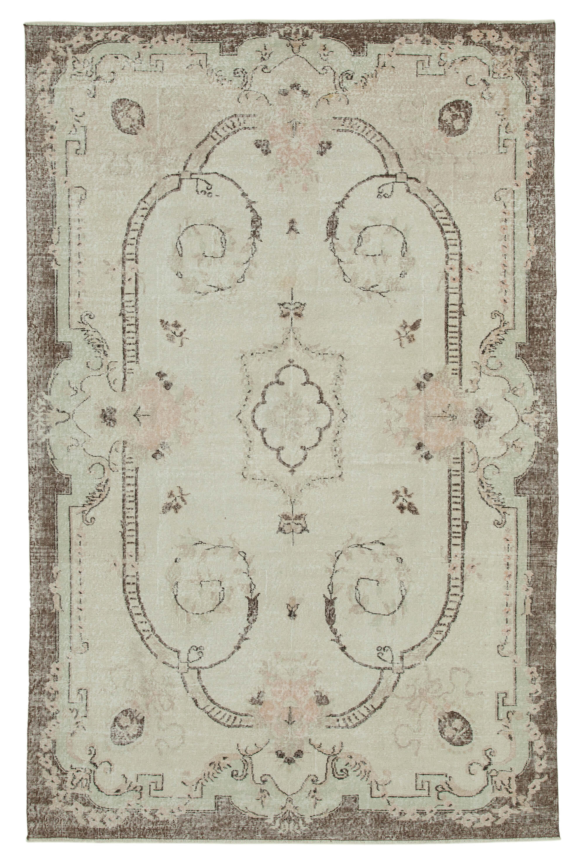 Hand-knotted decorative turkish beige rug 195 cm x 303 cm - 36570
