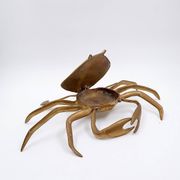 Brass trinket box in the shape of a blue crab, 1960s