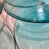X6 turquoise glass plates Arcoroc-france-retro-cuisine-vintage