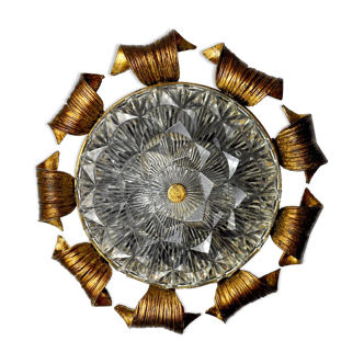 Applique soleil, feuille d'or, verre de Murano, Italie, 1960