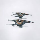 Tom Ahlstrom & Hans Ehrich - Pair Of Brutalist Sconces 1960s Metal And Glass