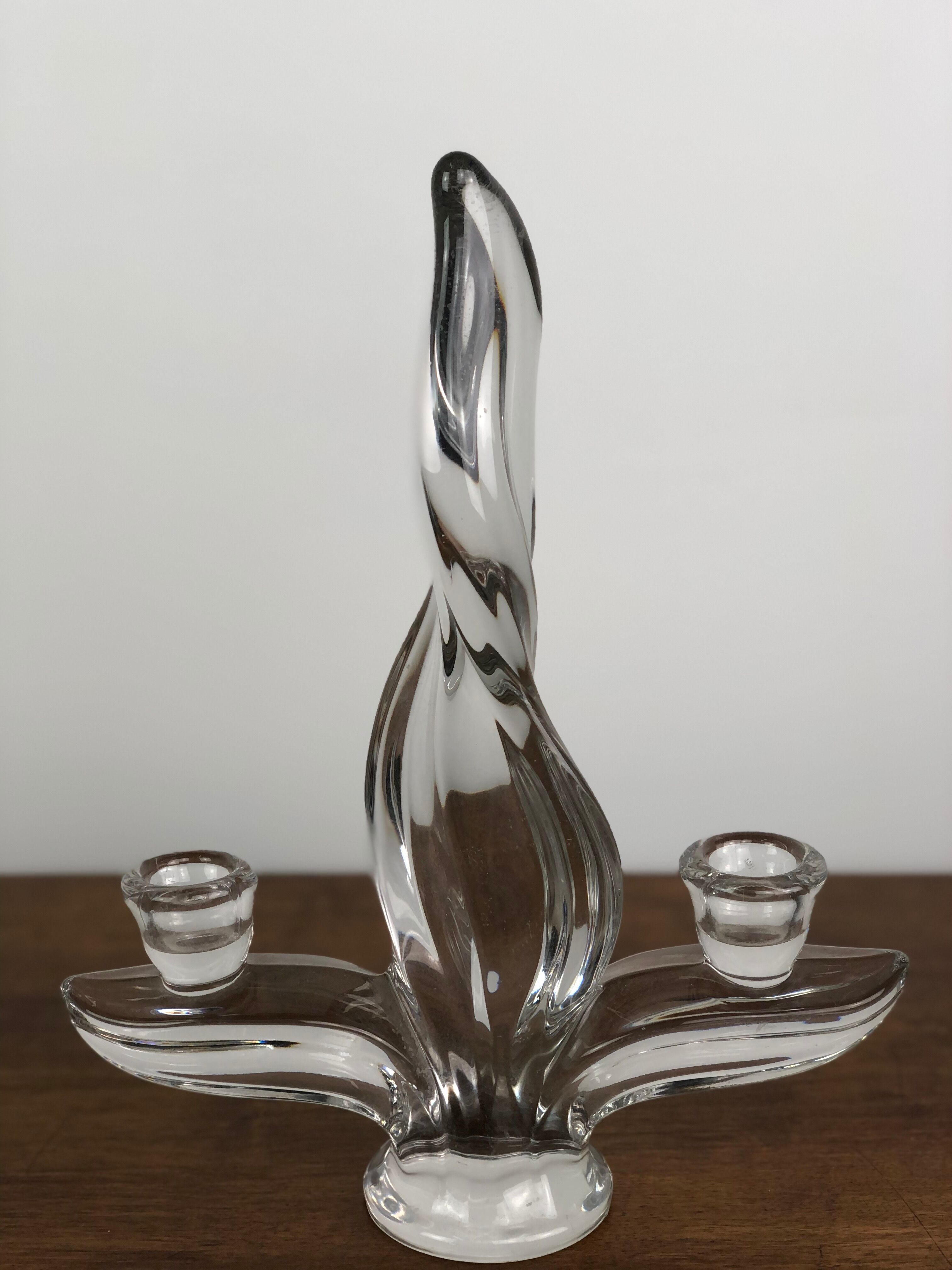 Flame candle holders in vintage crystal 60