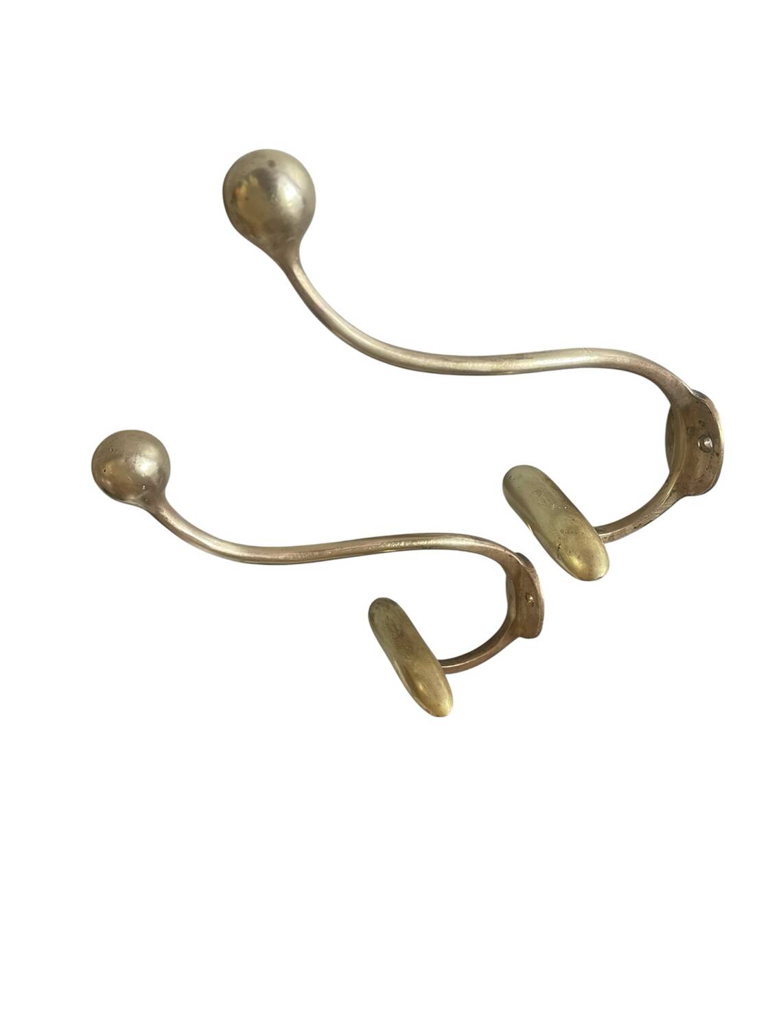 Pair of 19th century brass ball hooks